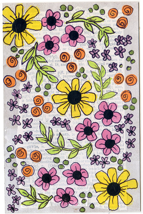 Flower Pattern Postcards
